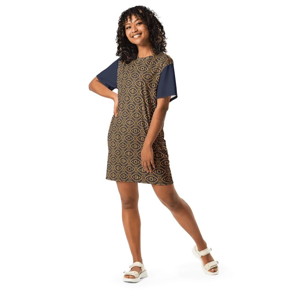 Boho Celestial Eyes Stars & Moons T-Shirt Dress product image (4)