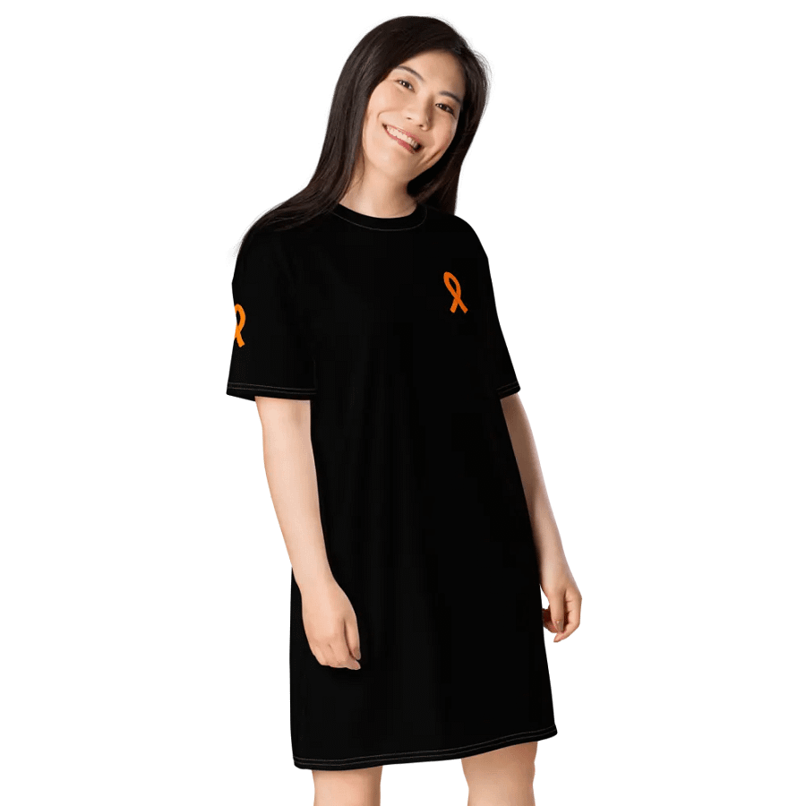 White HApex Gear White Logo Cancer Awareness Orange Ribbon. Black T-Shirt Dress product image (5)
