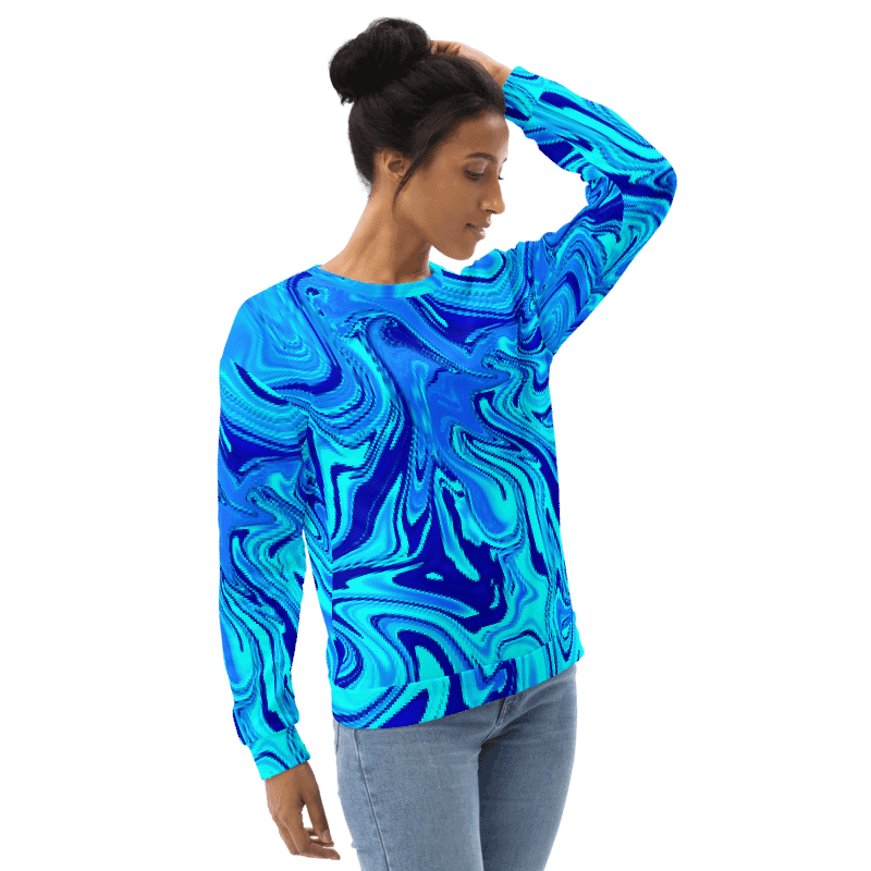 Sweatshirt - Light and Dark Blue Digital Fluid Art product image (5)