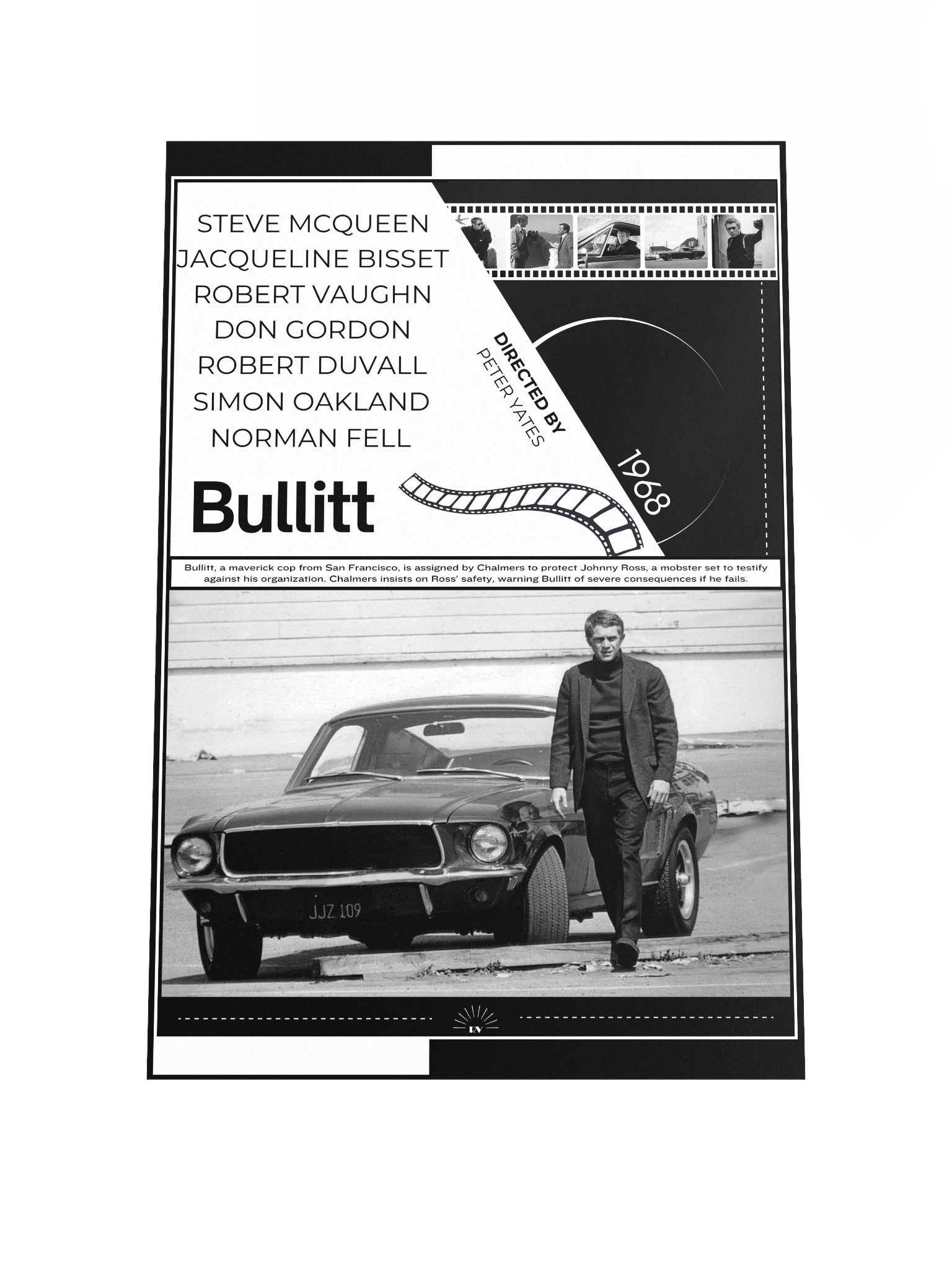 Bullitt with Steve McQueen 1968 | Movie Poster | 12x18 Wall Art product image (1)