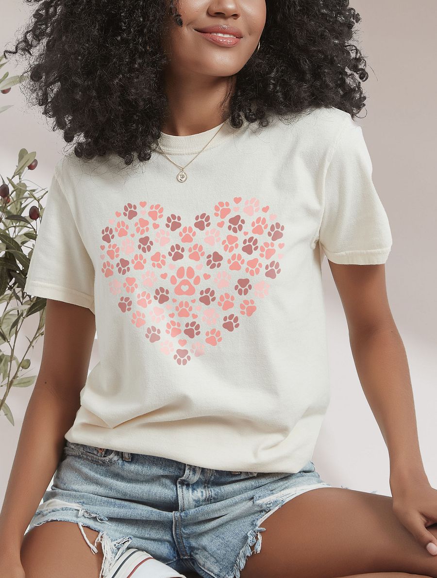 Heart-Shaped Paw Prints T-Shirt | Cute T-Shirt for Dog Moms product image (6)