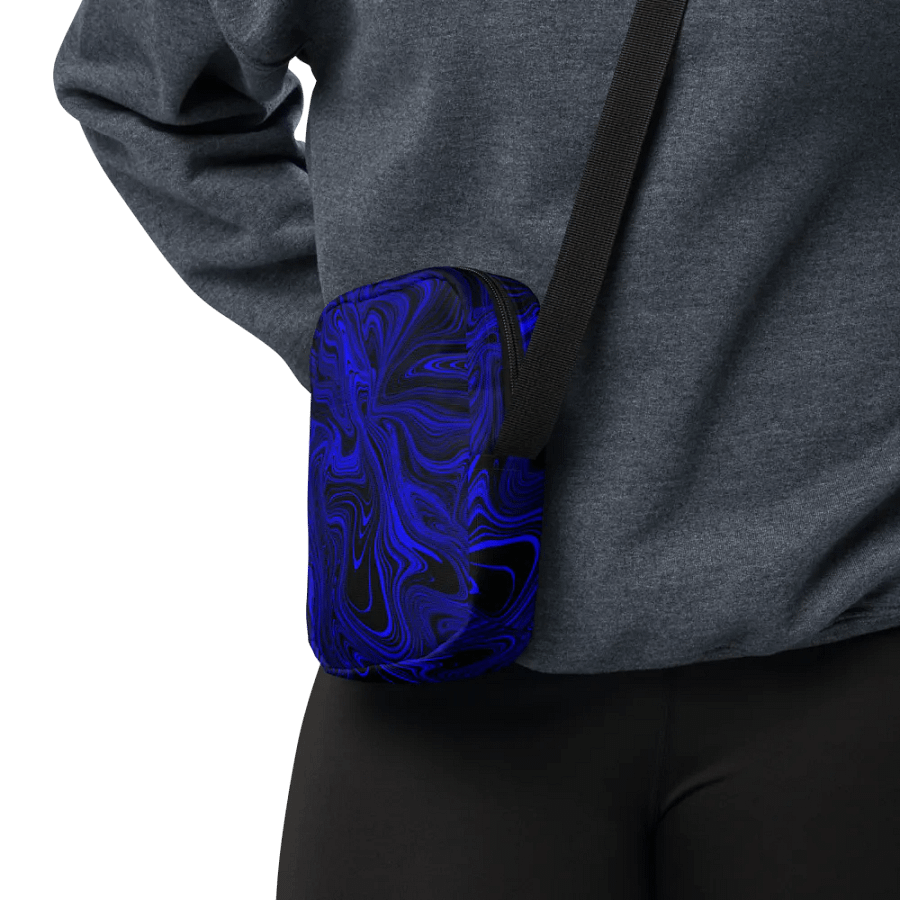 Utility Crossbody Bag - Dark Blue and Black Fluid Swirls product image (5)