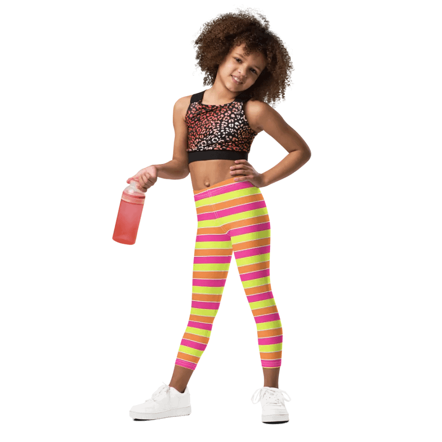 Summer Party Leggings for Girls with stripes - Orange product image (1)