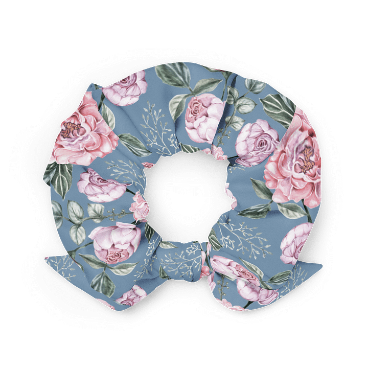 Peony Blue Floral All-Over Print Scrunchie with Bow Accent product image (2)