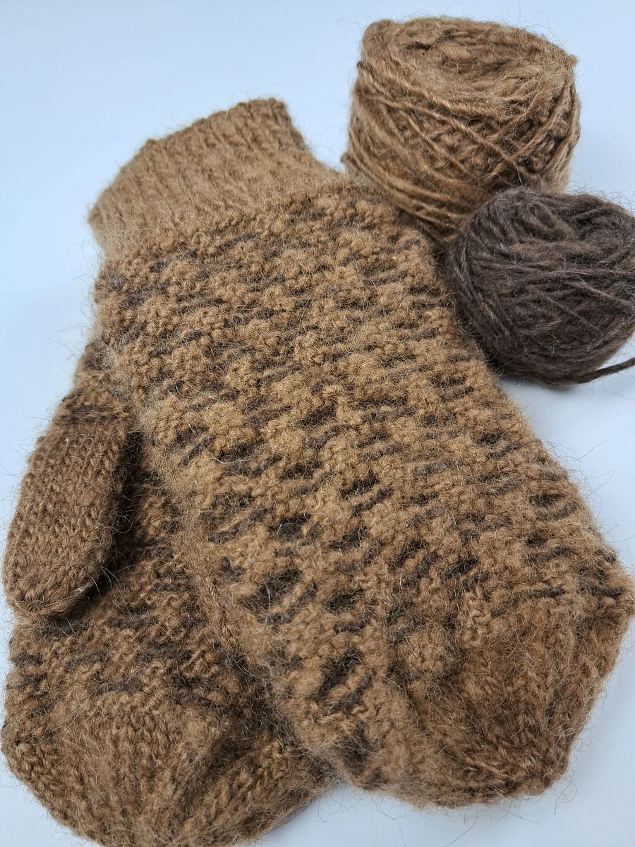 Hand Made Wool Newfie Mittens - Large - Honeycomb Pattern product image (1)
