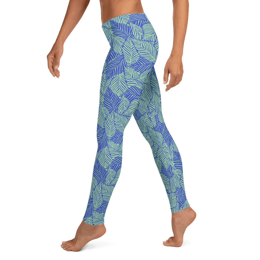 Leggings in light green and blue leafy designs for those who like natures inpired product image (4)