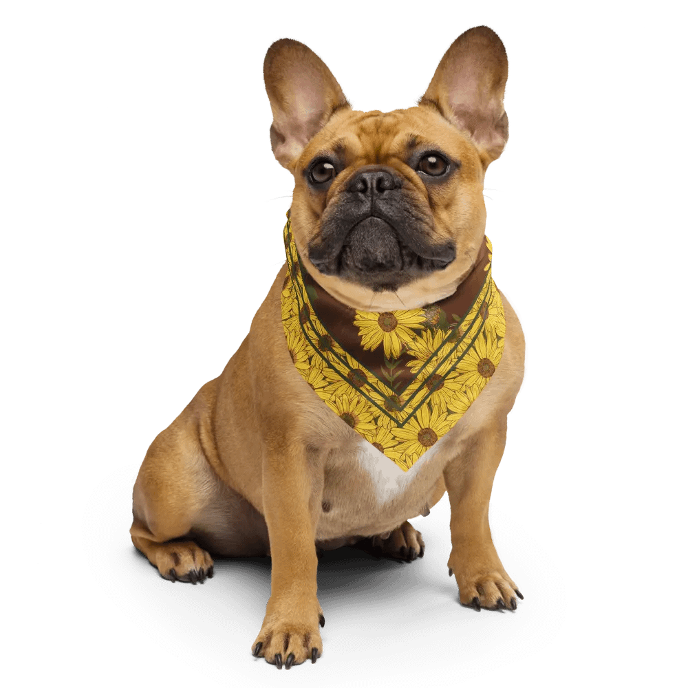 “Helianthus Sunflower Amongst the Greens” Bandana in Red product image (5)