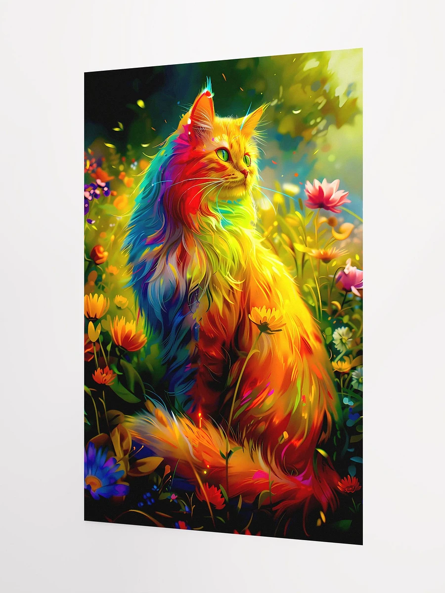 Enchanted Garden: Radiant Cat Amidst Floral Splendor Art Print Matte Poster product image (5)