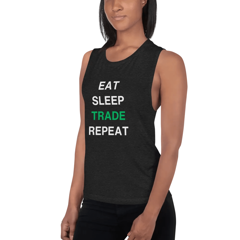 Eat, Sleep, Trade, Repeat Flowy Muscle Tank - Embrace the Comfort product image (2)