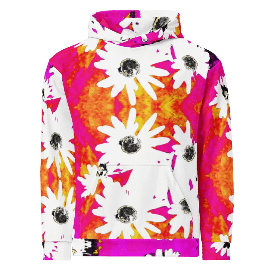 Abstract Vibrant Colourful Daises Unisex All Over Print Pull Over Hoodie product image (5)