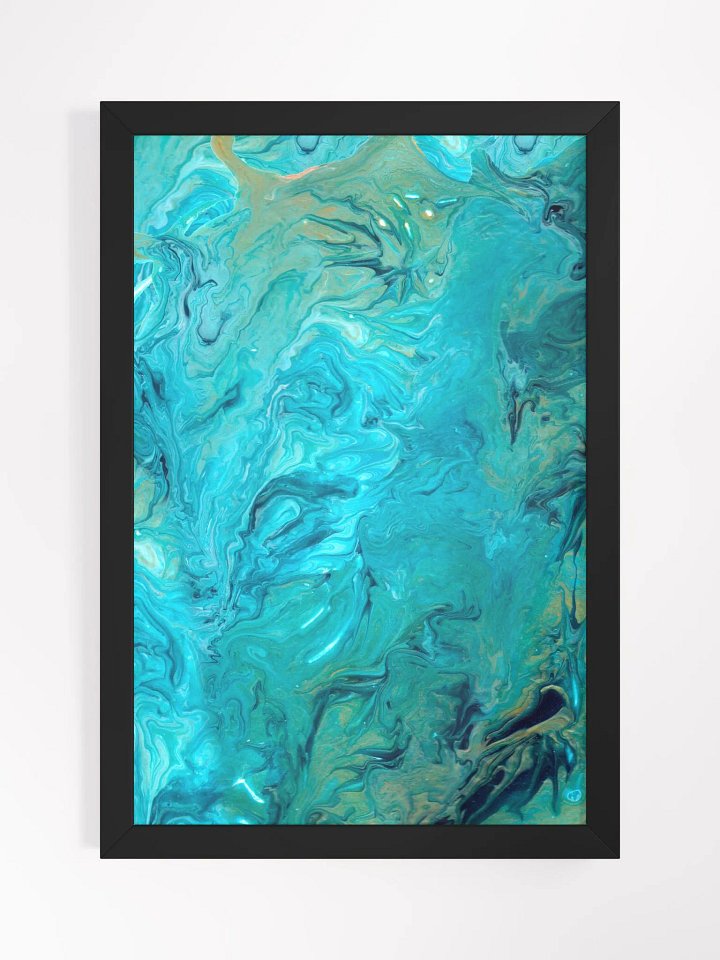 Blue acrylic pouring abstract art product image (2)