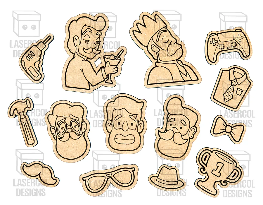 Father's Day Paint Kit DIY Cut Outs Set 2 - Laser Cut Files product image (2)