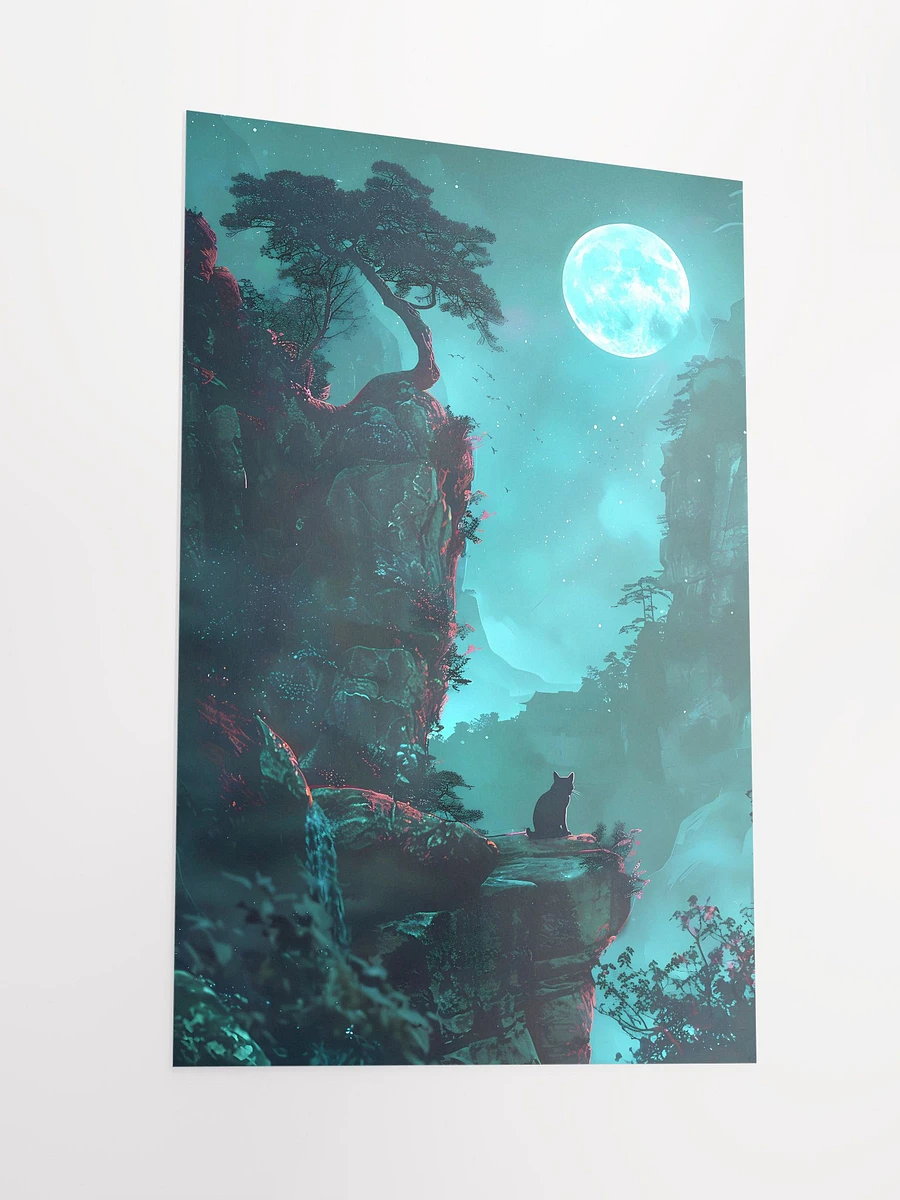 Mystical Cat Silhouette Under a Luminous Moon Fantasy Matte Poster product image (4)