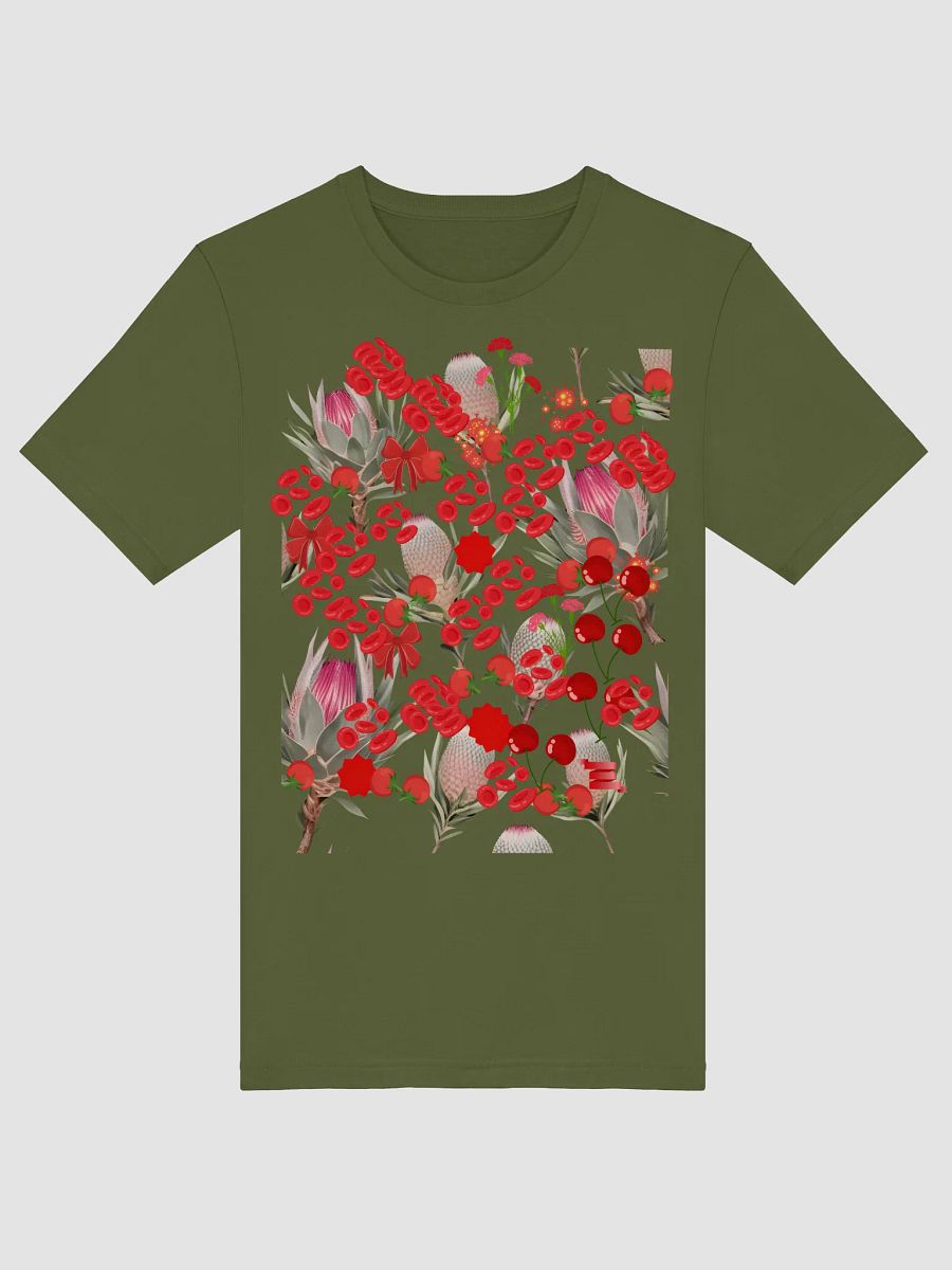Bold Red Botanical Pattern – Protea Flowers, Tomatoes & Abstract Elements product image (45)
