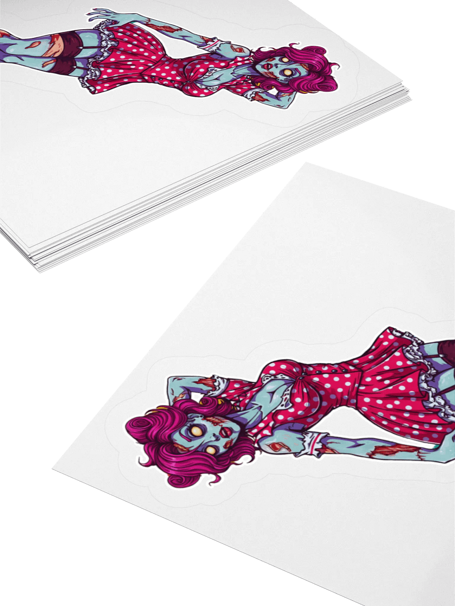 V2 Zombie Pinup Kiss Cut Stickers (Clear Edge) product image (10)