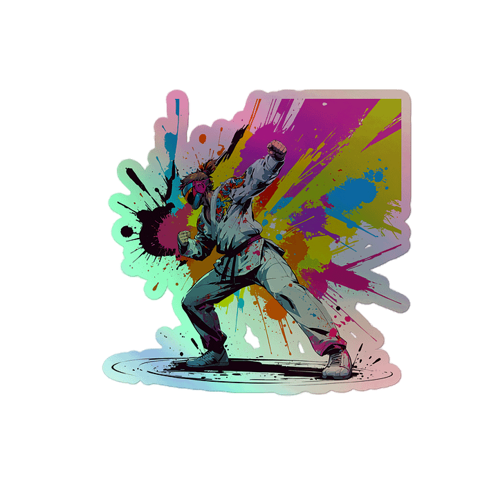 Kiss-Cut Holographic Sticker Sheet ( D_0144_Color Kick Taekwondo Boy of the Streets ) product image (2)