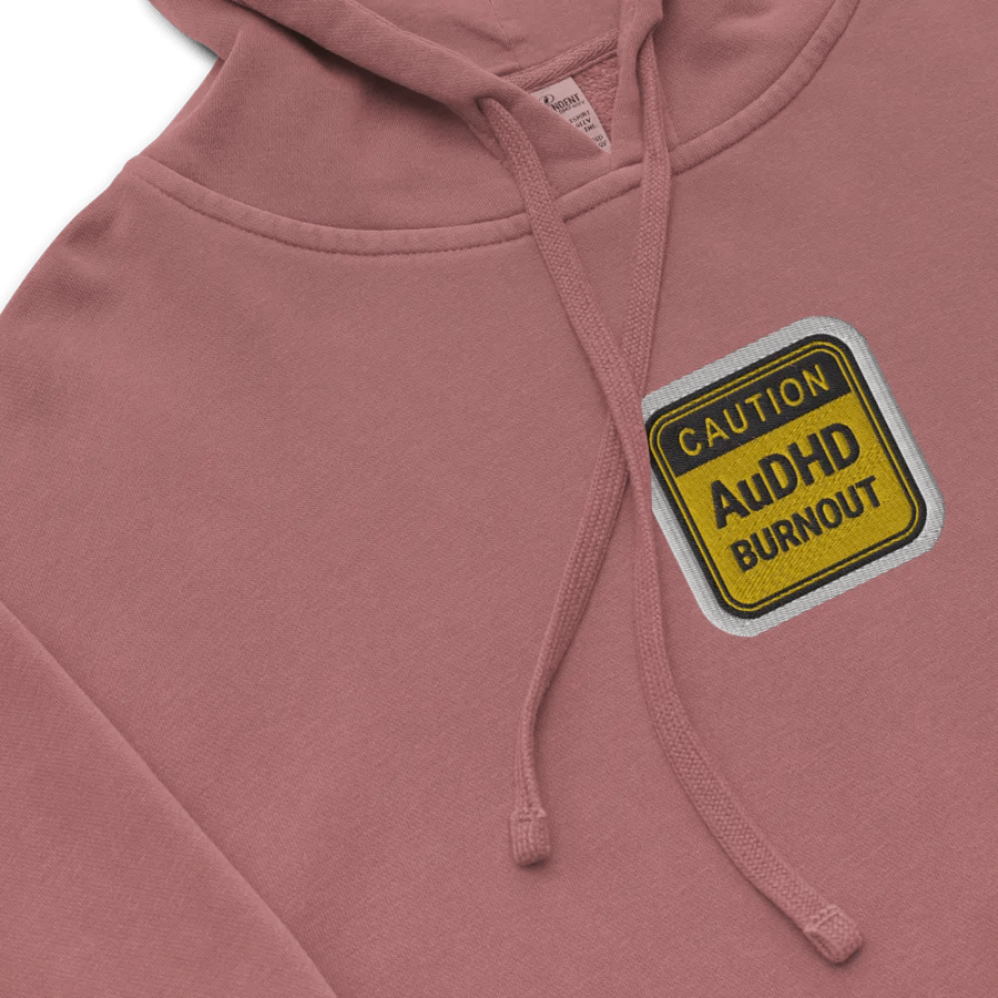 CAUTION: AuDHD BURNOUT embroidered pigment-dyed hoodie (bubble design) product image (1)