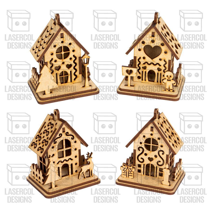Christmas Houses Ornaments (8 Styles) - Laser Cut Files product image (9)