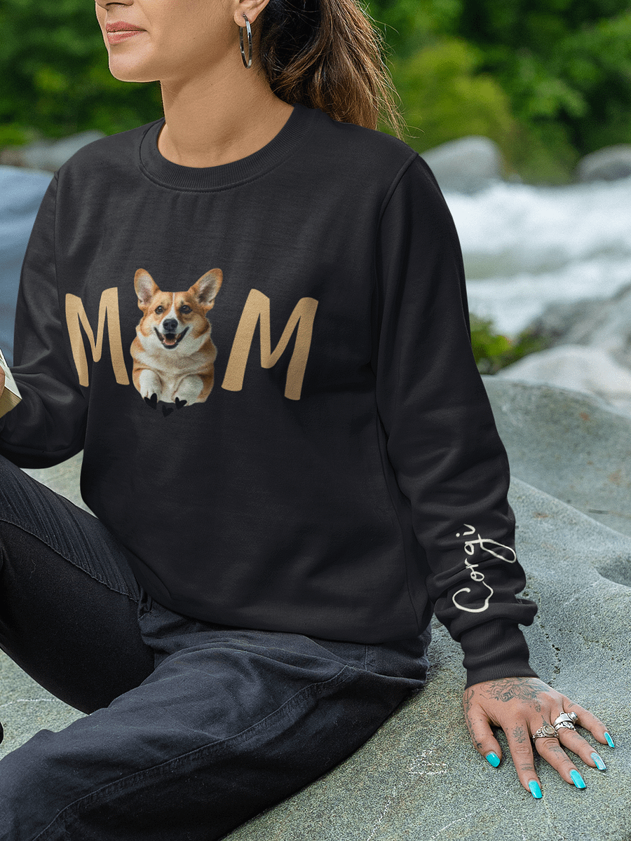 Corgi mom modern front and back design dark sweatshirt with sleeve print product image (1)