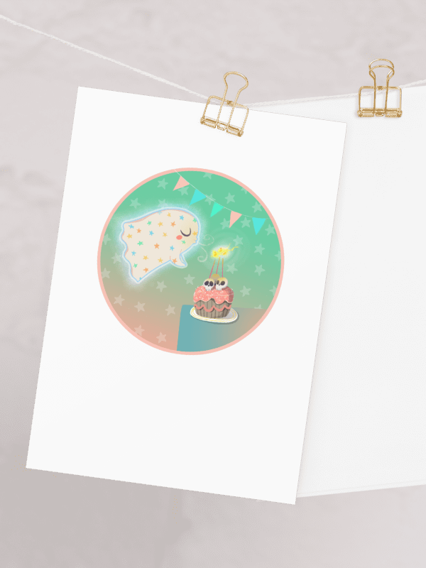 Pastel Little Ghost Birthday Cake - Greeting Card product image (3)