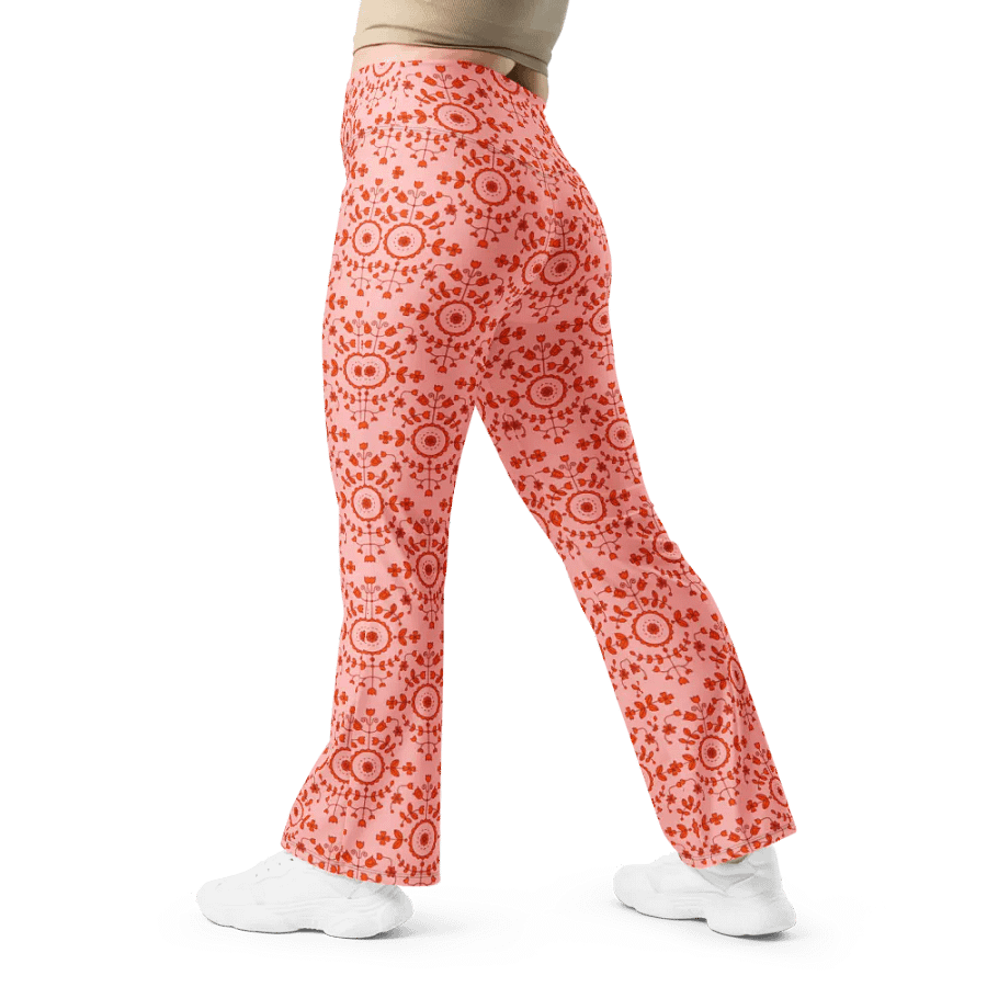 Boho Floral Orange Flare Leggings product image (6)