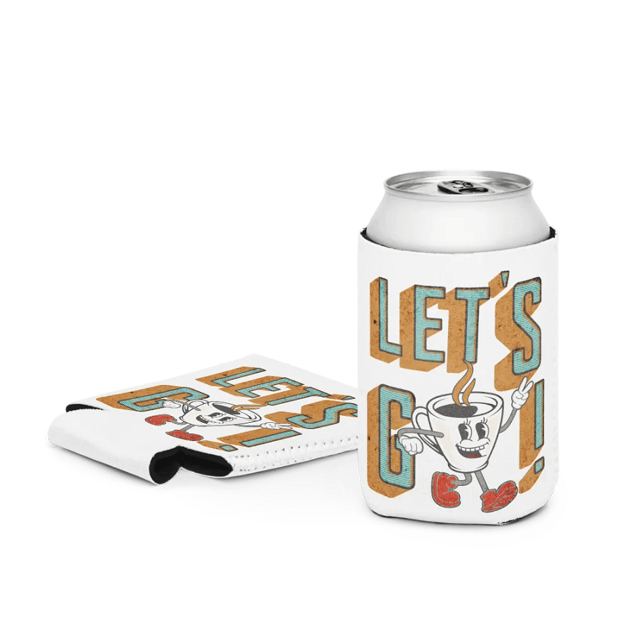 Lets Go Coffee Mascot Cheerful Coozie Can Cooler product image (3)