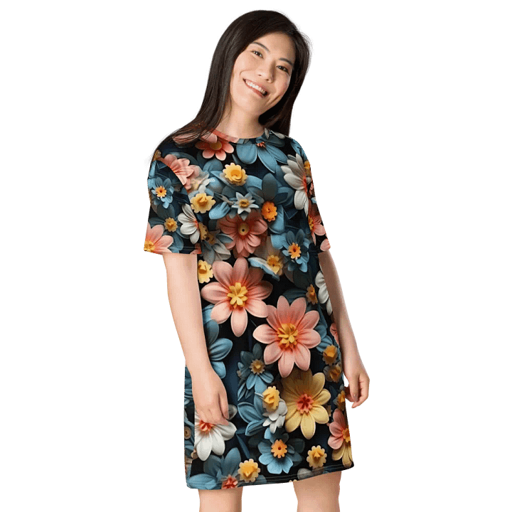 3D-Ditsy-Flowers-Seamless-Patterns T-shirt Dress - V5 product image (1)