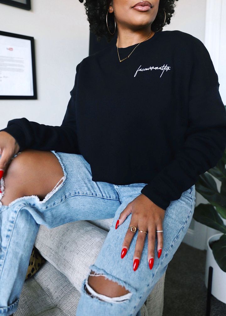 Faceovermatter Cropped Crewneck (Black) product image (1)