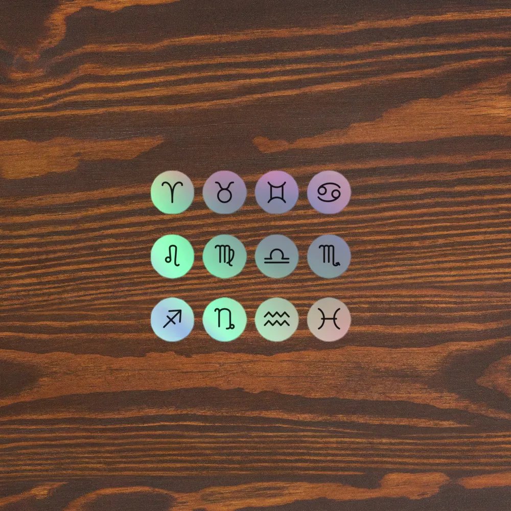 Zodiac Symbols (circle style) - Holographic Sticker Set product image (5)