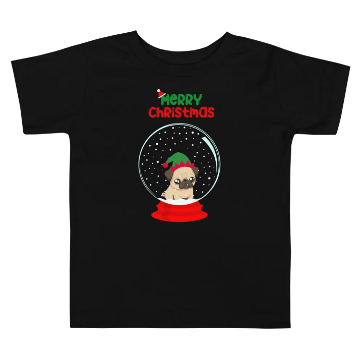 Merry Christmas Pug Snow Globe Toddler T-Shirt product image (2)