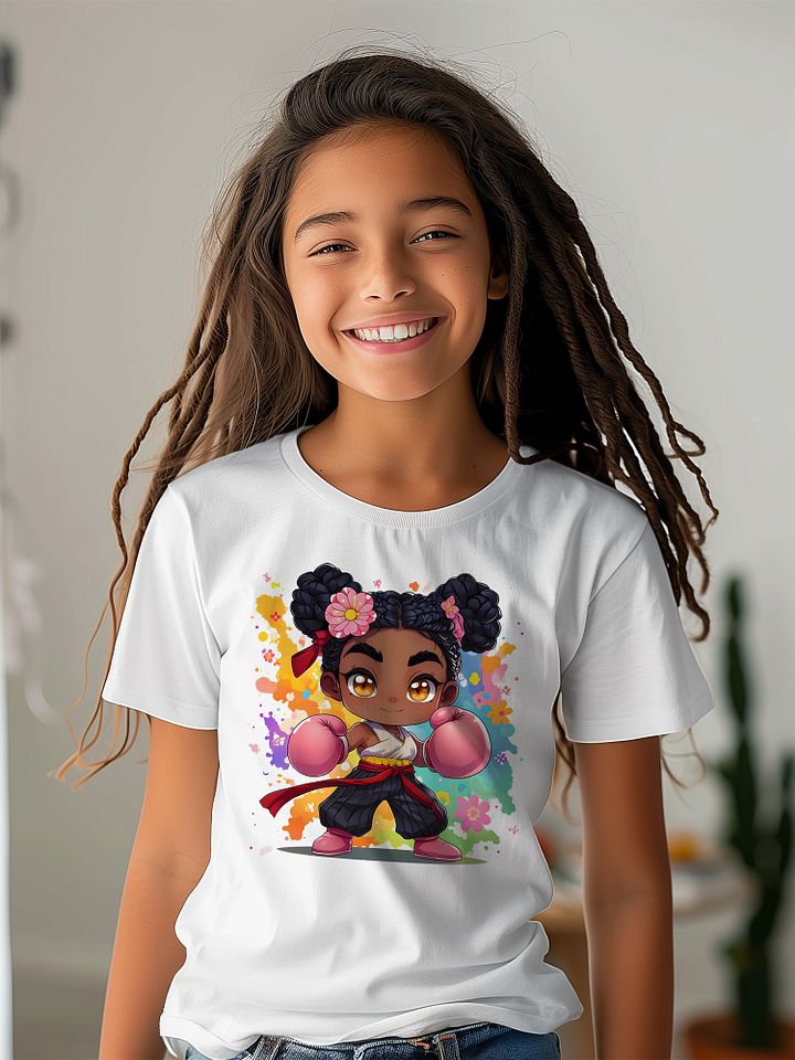 Chibi Afro Martial Arts Youth Girl T-shirt product image (2)