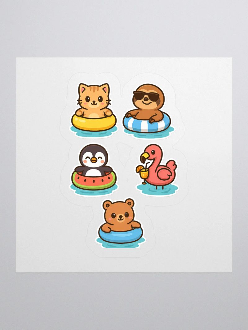 Animal Pool Party Sticker Set