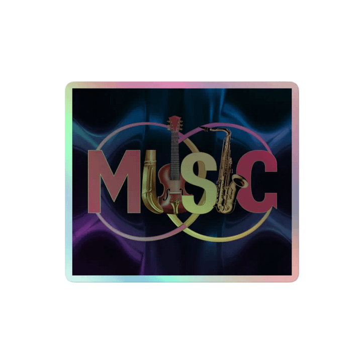 Holographic Music Guitar and Saxophone Sticker - Vibrant Decal for Music Enthusiasts product image (2)