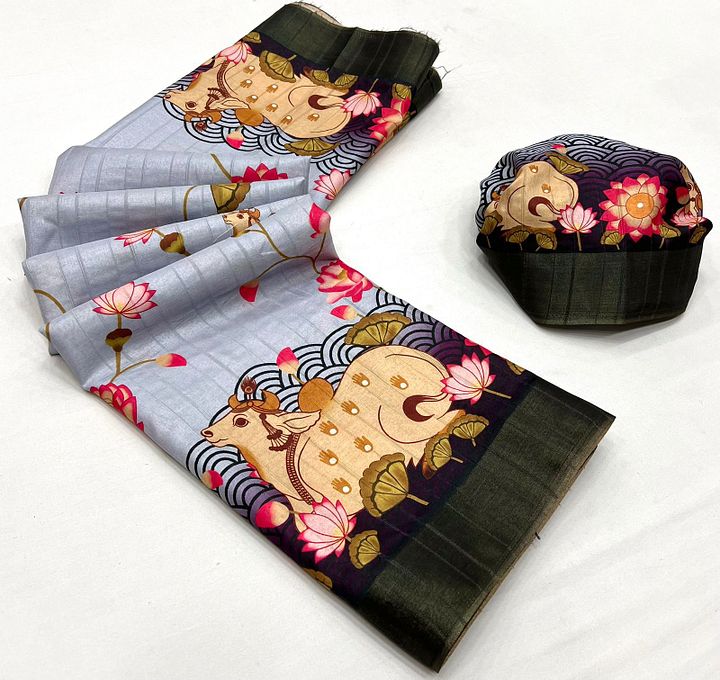 Soft Handloom Silk beautiful kalamkari flowers Print Designer Saree product image (2)