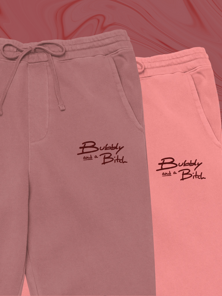 Bubbly and a B*tch (maroon thread) pigment dyed sweatpants product image (1)