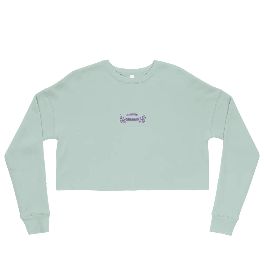 ANGELIC (purple & white thread) embroidered fleece crop crew product image (25)