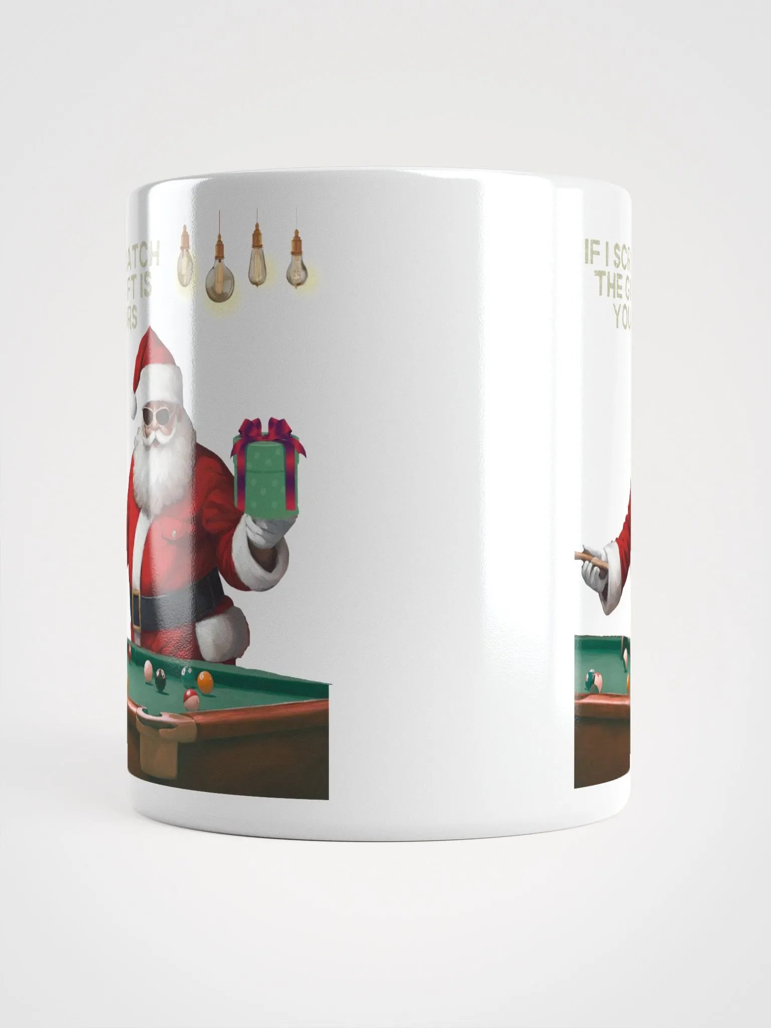 If I Scratch The Gift Is Yours - Pool Shark Santa White Mug product image (13)