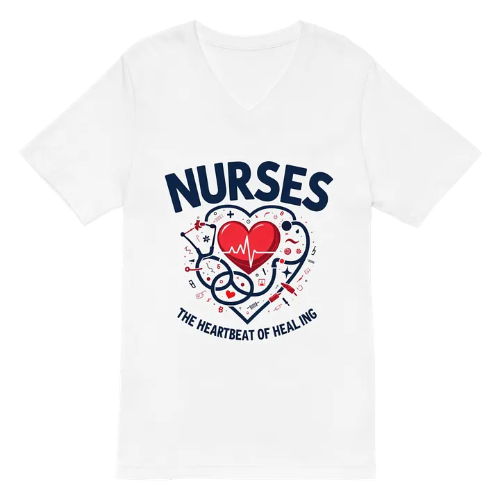 Heartbeat, Healing, stethoscope, nurses V-Neck Tee product image (2)