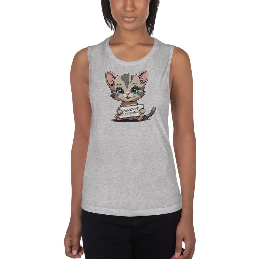 Make me Purrrr flowy muscle tank with cute flirty kitty product image (9)