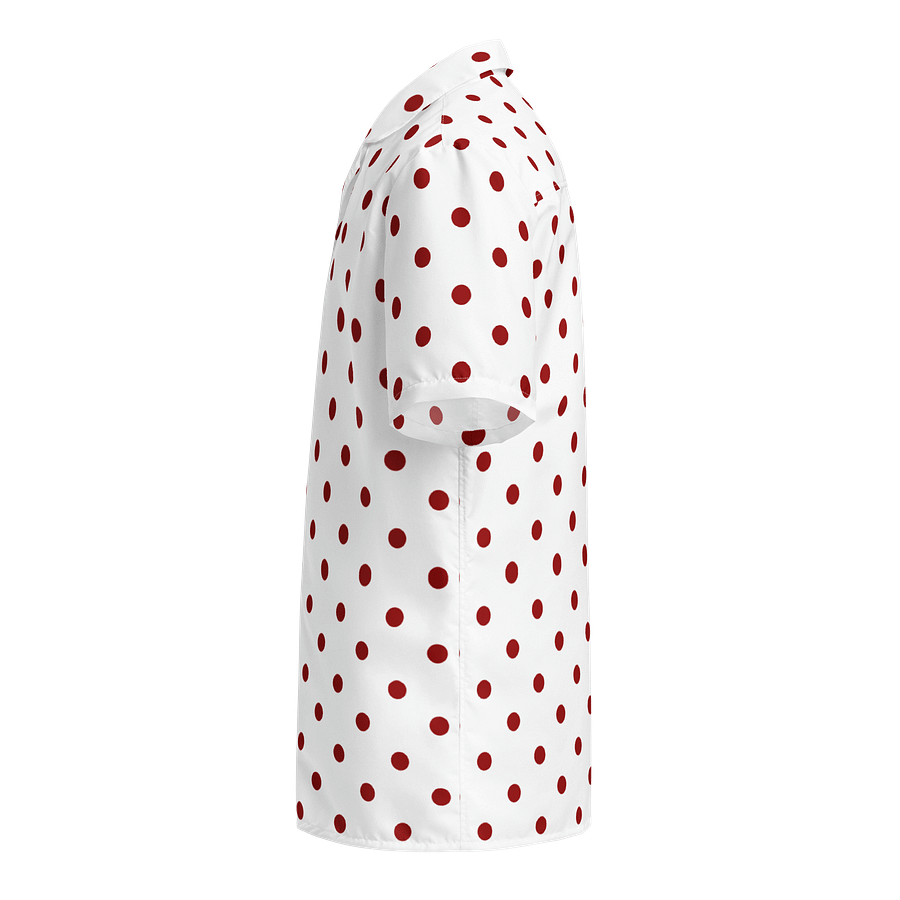 Red Polka Dots on White Hawaiian Shirt product image (3)