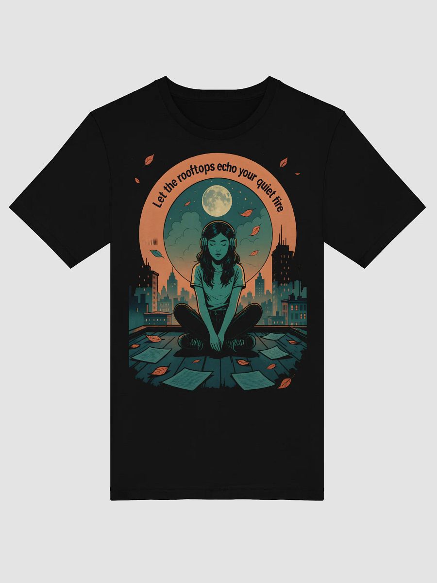 Let the Rooftops Echo – Dreamy Urban Night Art for Soulful T-Shirts product image (5)