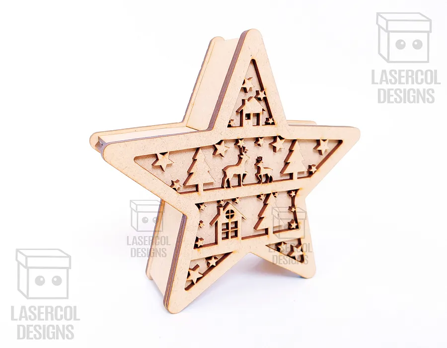 Christmas Star Box (2 Sizes, 5 Styles) - Laser Cut Files product image (9)