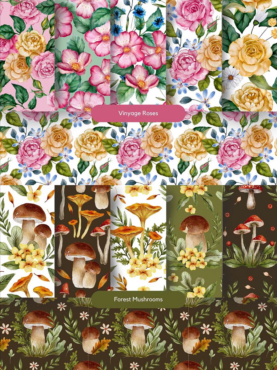 HUGE Watercolor Seamless Pattern Bundle product image (3)