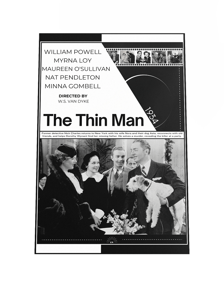 The Thin Man with William Powell and Myrna Loy 1934 | Movie Poster | 12x18 Wall Art product image (1)