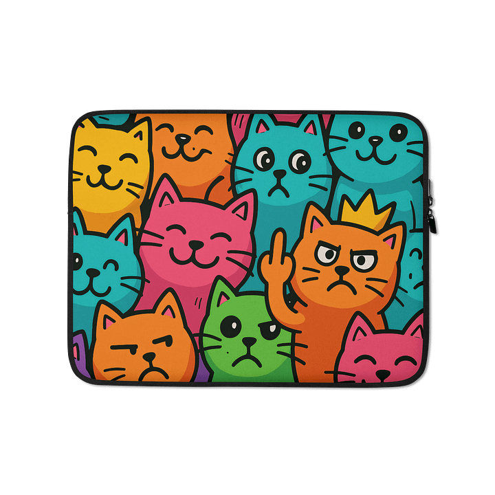 Colorful Funny Cats – Pop Art Illustration with Attitude - Laptop Sleeve product image (1)