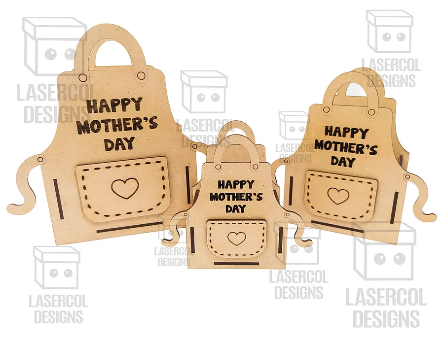 Mother's Day Gift Basket (3 Sizes) Apron Shaped Basket - Laser Cut Files product image (2)