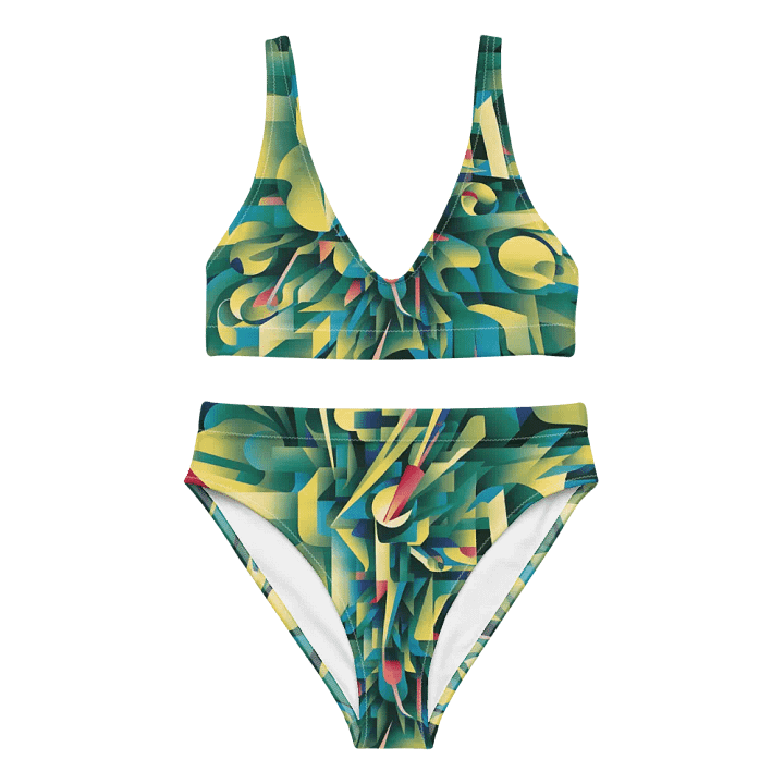 Abstract Lithographic Pattern Design High Waisted Bikini - V8 product image (2)