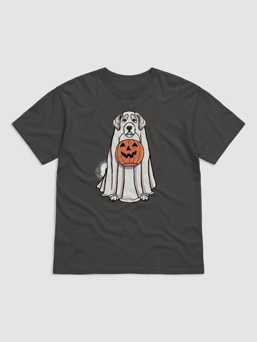 Funny Halloween Great Pyrenees T-Shirt | Funny Pyr Wearing a Ghost Costume and Holding a Pumpkin Basket product image (17)