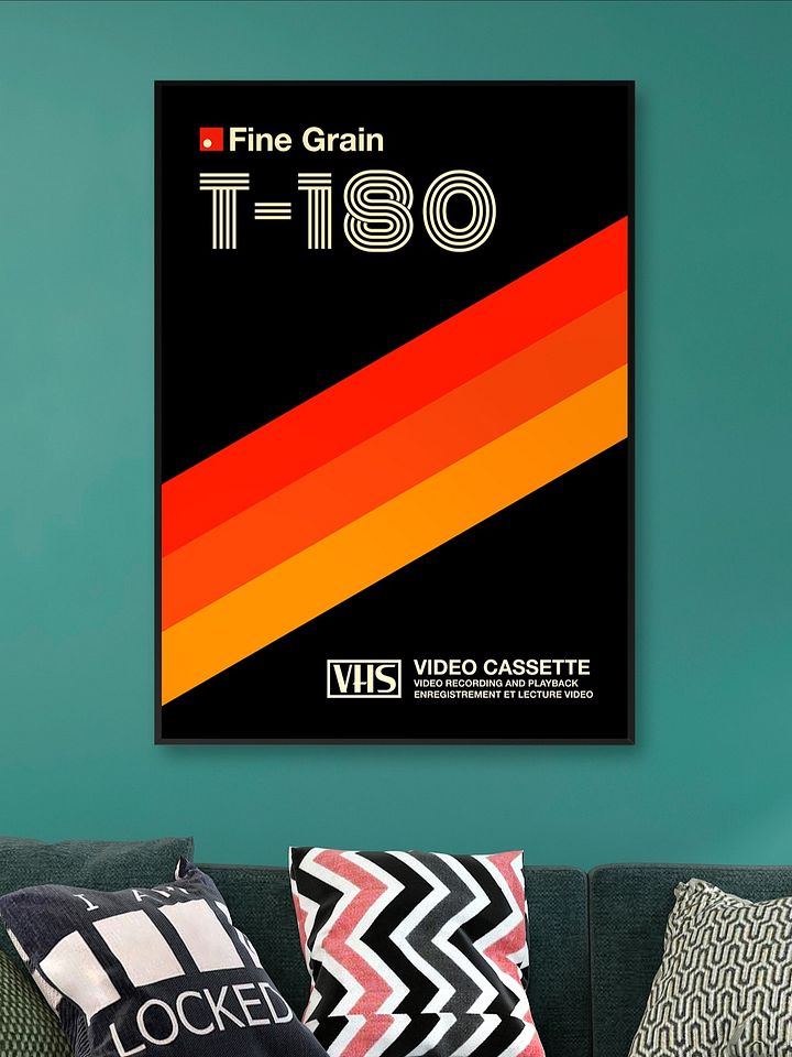 Retrowave poster: VHS cassette case T-180 [retrowave/vaporwave] — retrowave poster, aesthetic print, retrowave art, 80s wall decor product image (1)