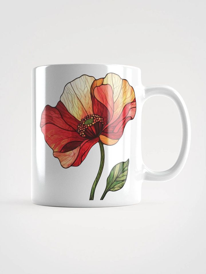 Stained Glass Poppy Flower White Glossy Mug product image (2)